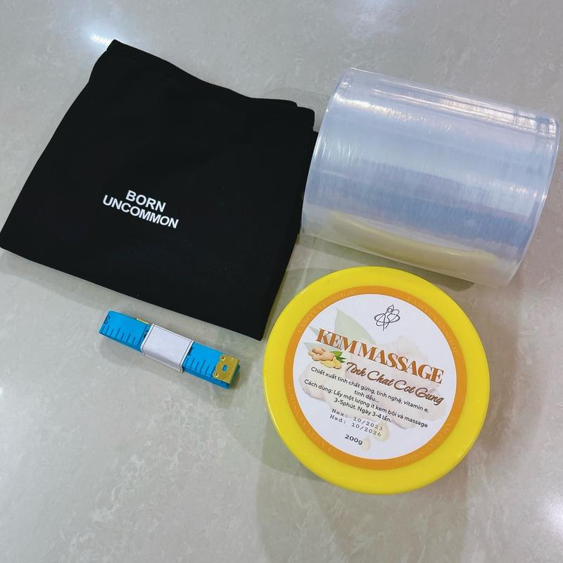 Combo Kem Massage Tinh Chat Cot Gung 200g (Cuộnlớn 1Ocm, Thước), Cao Gừng xoa body Nữ Women