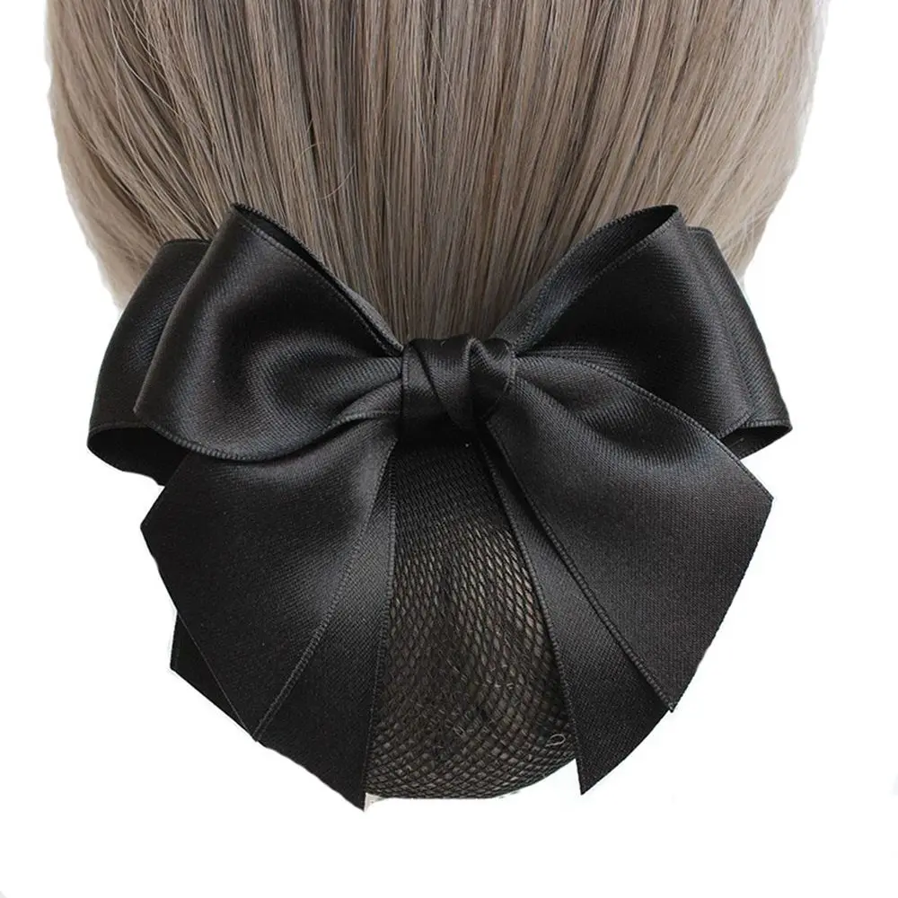 Sweet Headwear Nurse Bowknot Hotel Female Women Spring Clip Ponytail Clip Hairgrips Cover Net Korean Bun Snood