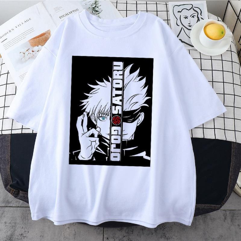 Áo thun cotton thoáng khí Bông nguyên chất thoáng khíTượng đơn kiểu Áo Thun Tay Lỡ Unisex GOJO SATORU , Áo Phông Nam Nữ Form Rộng, có hình ảnh videotiên xu hướng 5