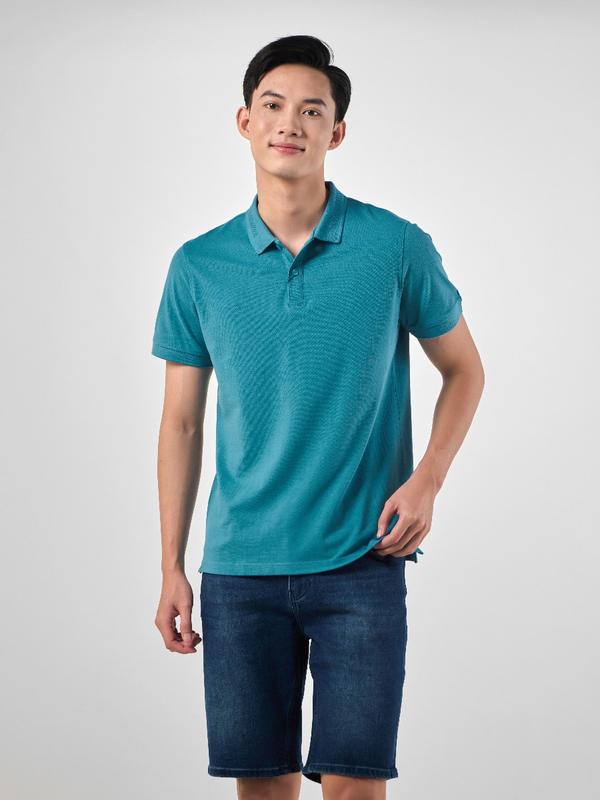 OWEN - Áo polo Nam chất liệu CVC Spandex, kiểu dáng Body Fit, màu Xanh vừa APV231353