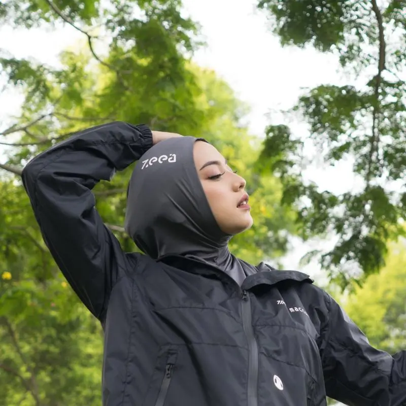 10AM Zeea Hayfa P Erina Sport Hijab Olahraga kerudung  instan  sporty  bergo  muslim dicuci dengan tangan saja zipper black 3