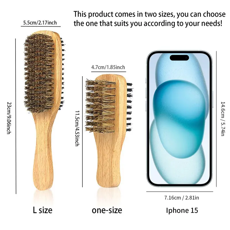 Double-sided Horse Mane Hair Beard Brush, Professional Beard Styling Comb, Heatless Haircare & Styling Comb for Beard Shaving, Valentine's Day Gift, Hair Style, Trending Beauty Products 2