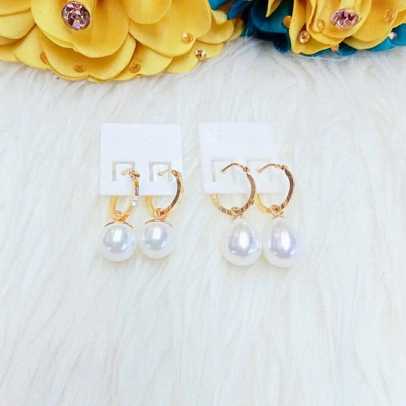 Bông Tai Mẫu tòn ten Trái Châu Đồng Đỏ Khóa Gài Màu Vàng Miền Tây 750 Phụ Kiện