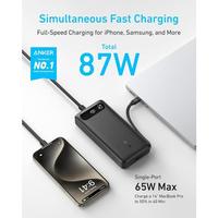Gambar Anker Power Bank 20,000mAh Travel Essential Portable Charger with Built-in USB-C Cable, 3-Port 87W Max Fast Charging iPhone 16 15 Samsung - A1383 - Hitam dari Anker Official Medan Kota Medan 2 Tokopedia