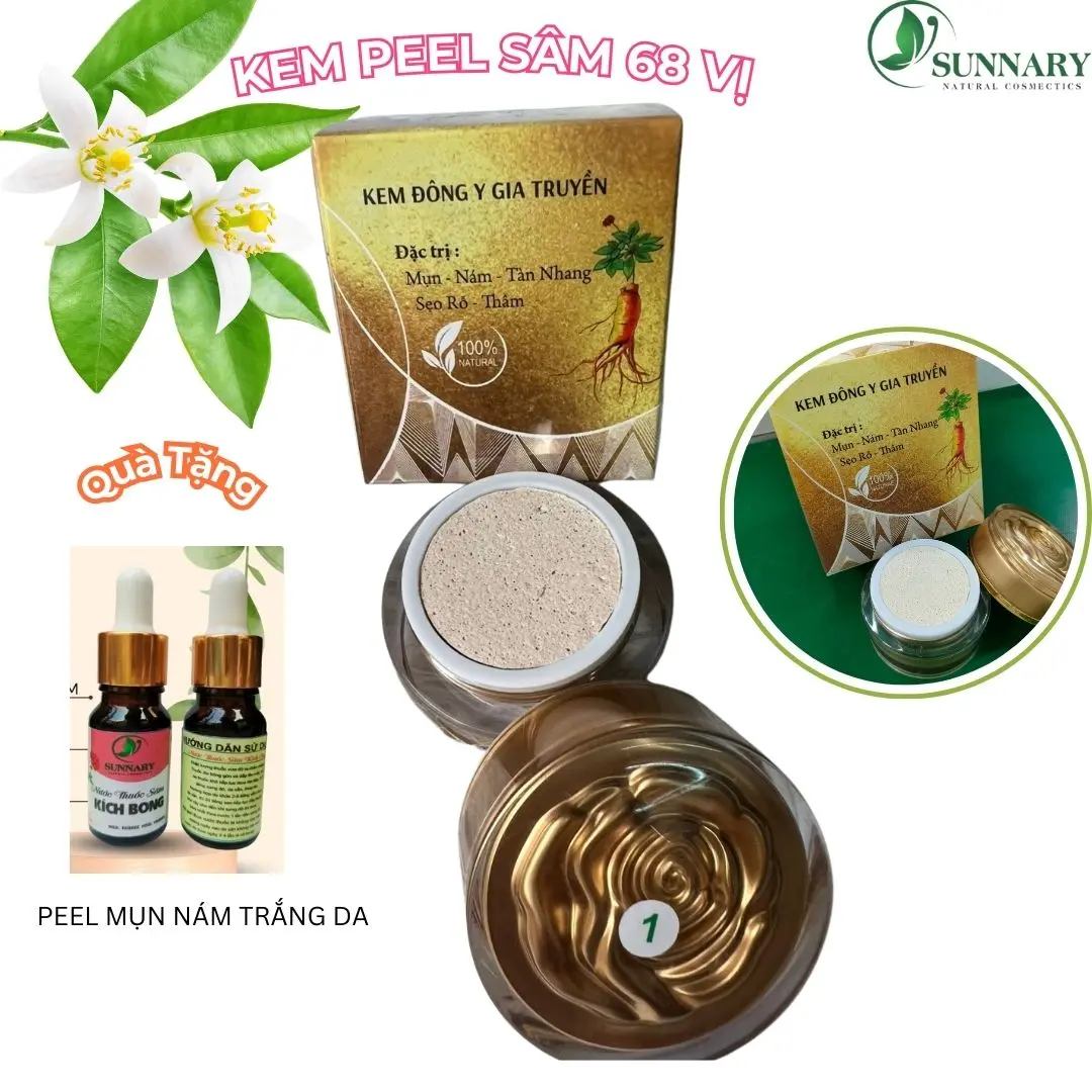 Kem thảo dược 30GR hoa hồng PEEL Mụn, Nám và Thâm Sạm tặng kèm serum cốt sâm peel mạnh đẹp cho da Nữ Cho Bé (Tặng serum sâm vàng)