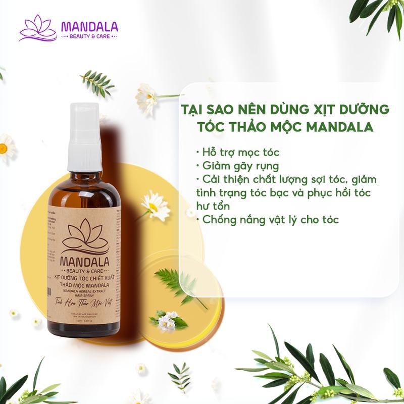 Product Introduction of Xịt Dưỡng Tóc Chiết Xuất Thảo Mộc Mandala 100ml Dưỡng Tóc Suôn Mượt, Giảm Gãy Rụng, Chống Nắng Cho Tóc Chăm Sóc Tóc Serum 2
