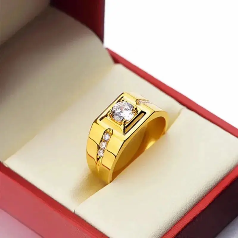 [98% Positive Review Rate Same Style] New Moissanite Imitation Diamond Ring for Men, Fashionable and Bold Wedding Ring, Zircon Micro Paved 2 Carat Men's Adjustable Open Ring