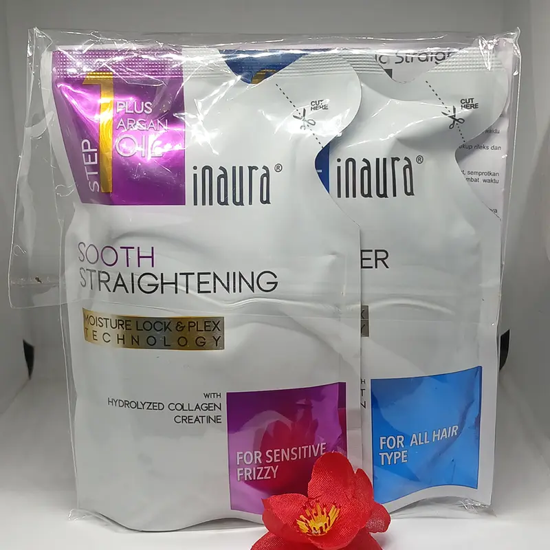 Inaura Magic Straight Smoothing Keratin System (Sekali Pakai) 2X130 gr Obat Pelurus Rambut Untuk Penggunaan Professional WAJIB CATOK & BACA CARA PEMAKAIAN 5