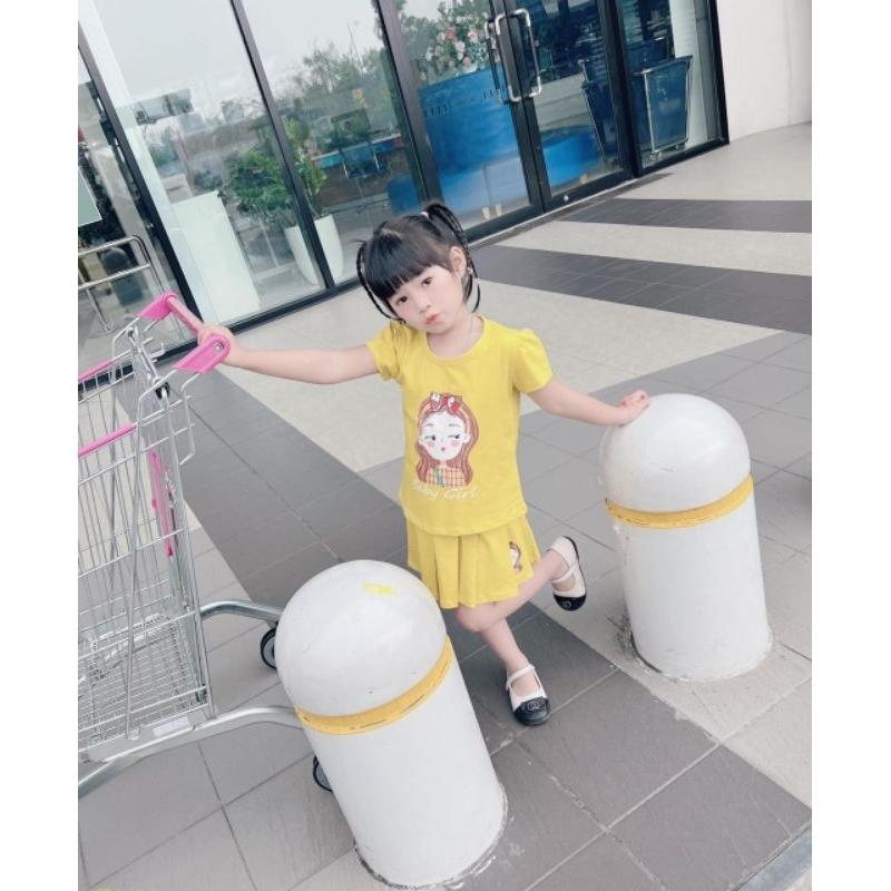 Sét bộ cotton cho bé gái, quần kiểu giả váy thời trang 2