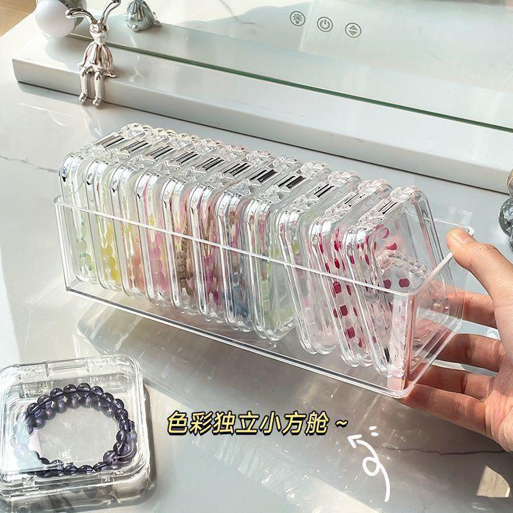 Bracelet Crystal Storage Box Storage Desktop Bracelet Transparent Jewelry Crafts Ornament Dustproof Necklace Finishing Box Display Organizer Storage Box 7