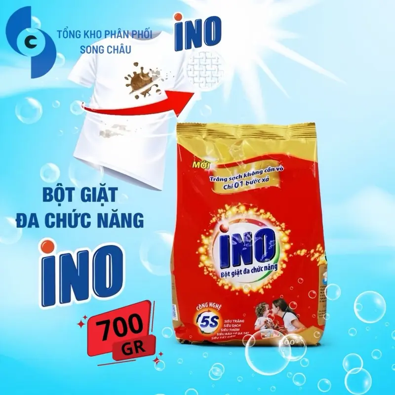 GIÁ SỐC - COMBO 5 Bịch Bột giặt INO 700gr trắng sáng, siêu sạch, siêu thơm, siêu bảo vệ da tay, siêu tiết kiệm 3
