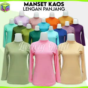 Manset Kaus Baju Wanita Bahan KAOS Mangset Kerah TINGGI Leher TURTLE Neck Dalaman Muslim BAHAN STREACH Tidak Transparan Baju Kaos Polos Muslim Dewasa Nyaman Panjang Atasan Hitam Katun