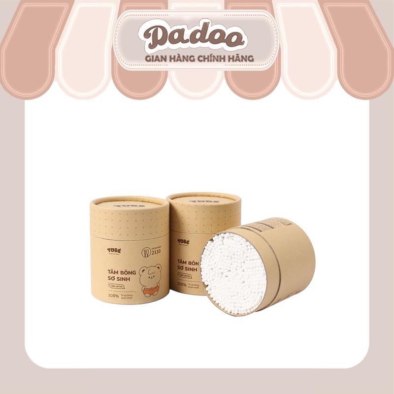 Tăm Bông Sơ Sinh TOBÉ An Toán Thân Thiện Tăm Bông ORGANIC Thiết Kế 2 Đầu Tiện Lợi Sợi Bông Tự Nhiên 400 Que Cho Bé 1