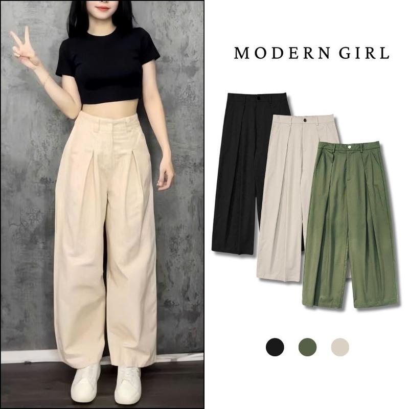 Quần Kaki nữ ba màu: Đen, Kem, Xanh rêu, Quần Kaki nữ ống suông rông, chất liệu dày dặn chuẩn form tôn dáng phong cách cá tính hottrend Voan Women