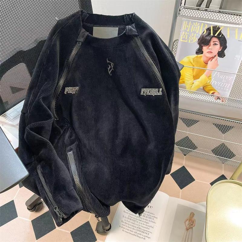 Product Introduction of Áo Len Dây Kéo Vải Nhung Kẻ, Thương Hiệu Thời Trang Ins Cổ Điển Mỹ, Dành Cho Nam Giới, Quần Yếm Dáng Rộng, Ngoại Cỡ (150,00kg), Thích Hợp Cho Mùa Thu Và Mùa Đông 10