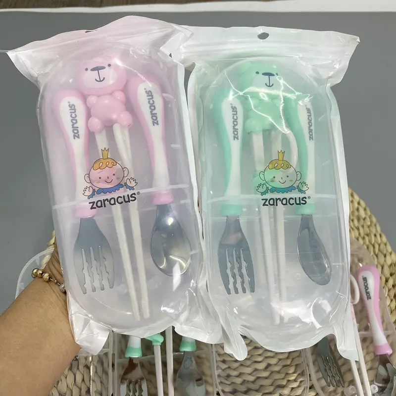 Set đũa thìa dĩa inox Hàn Quốc cho bé trai/ bé gái 2