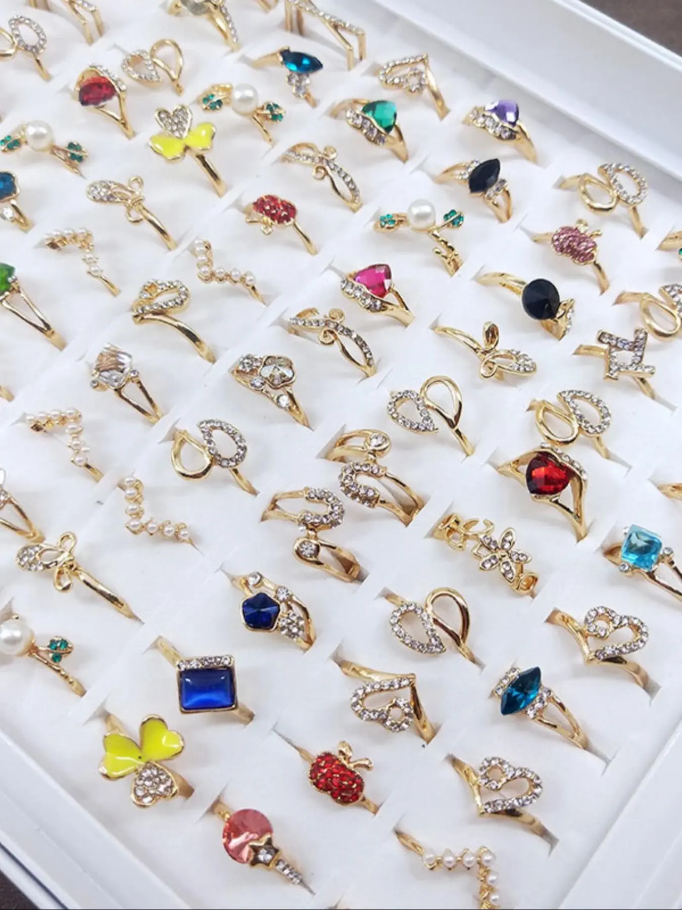 Random Color Rhinestone & Faux Pearl Decorated Ring Set, Fashion Jewelry for Party, Daily Clothing Decor, Trendy All-match & Exquisite Jewelry for Birthday Gift