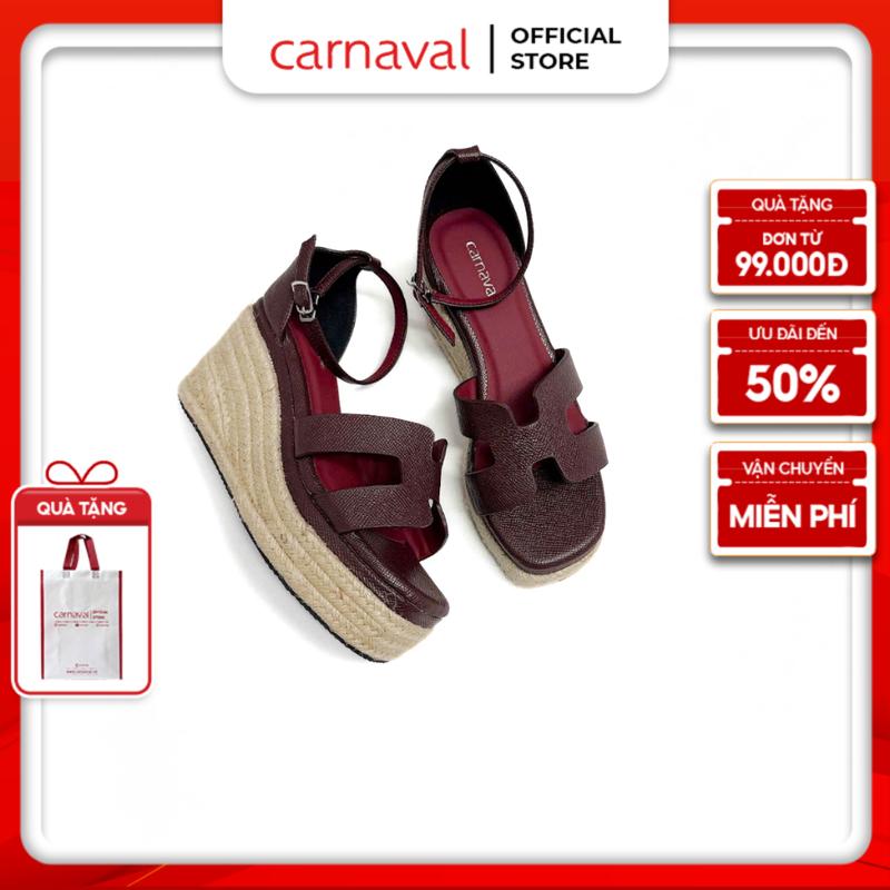 Giày Sandal Đế Xuồng Hậu Bít Carnaval Cao 9 Phân Quai Chữ H Phong Cách Hiện Đại - VS17