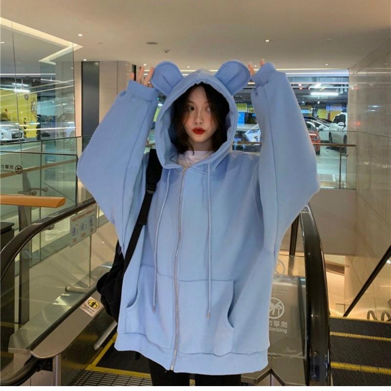 Product Introduction of Áo Hoodie Nữ Tai Thỏ Cá Tính Nỉ Unisex Form Rộng - Women, Top 13