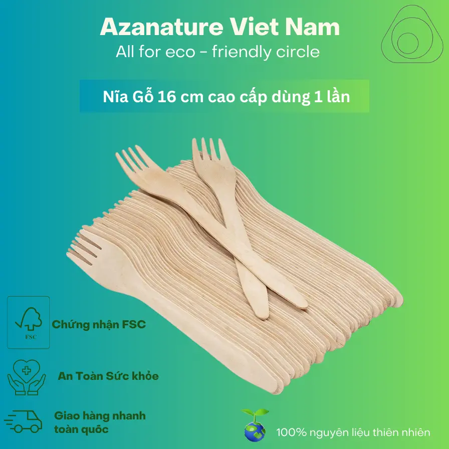 [GIÁ XƯỞNG] 1000 Cái Nĩa Gỗ - Dài 16cm - Dùng 1 lần