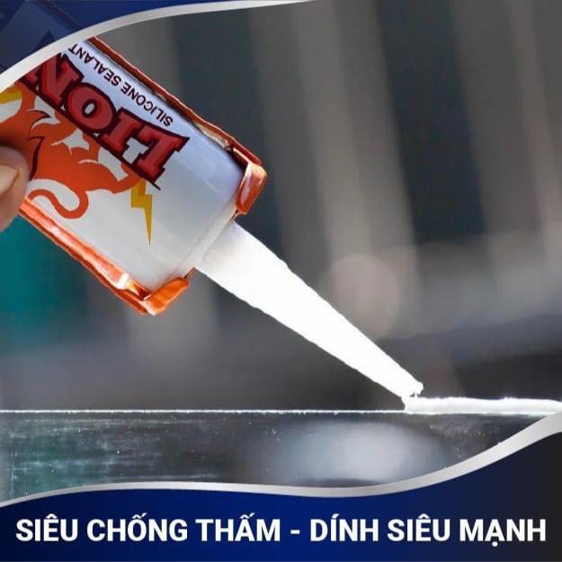 1 THÙNG 24 chai 300ml  silicon A300 LION dán nhôm kính,trám bê tông,khe hở, dán nội thất,  dẻo bóng mịn , bền với thời tiết màu trắng trong  silicone keo sieu dinh keo dinh 4