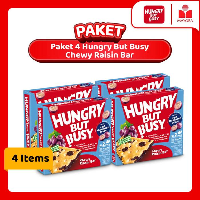 Gambar Paket 4 Hungry But Busy Chewy Raisin Bar dari Mayora Kota Administrasi Jakarta Barat Tokopedia