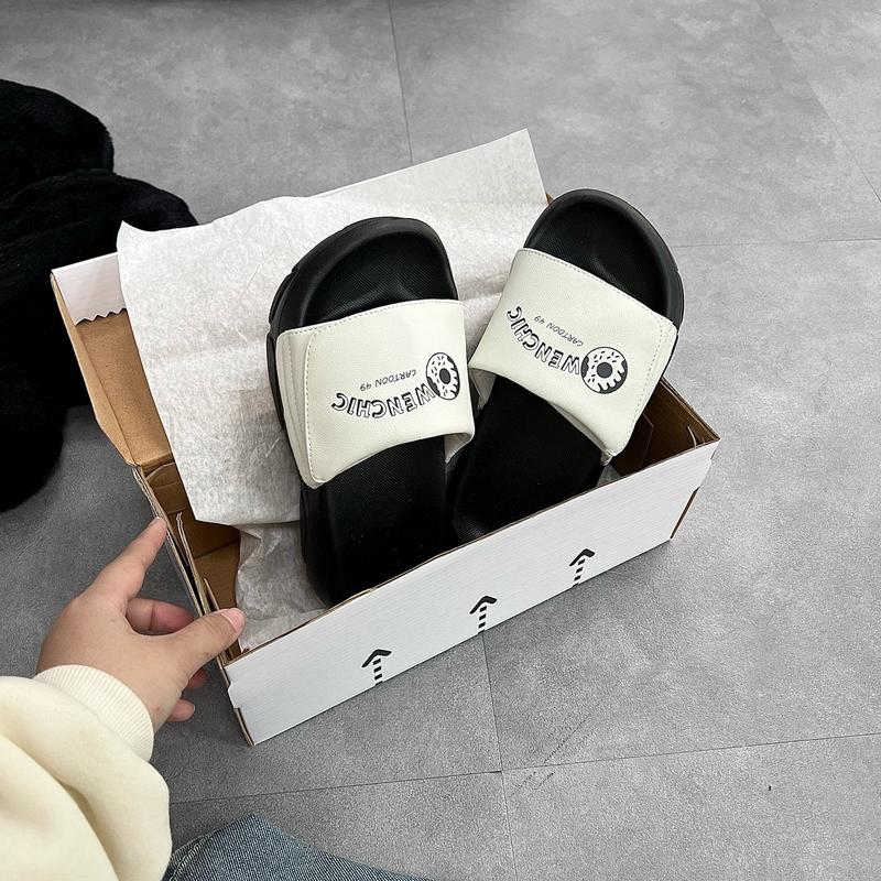 Owenchic Dép Owenchic Donut Quai Ngang Xé Dán Họa tiết In nhiệt Logo Owen Đế Bằng Cao 4cm Êm Chân Kèm Hộp Bảo Hành Hỗ trợ đổi size