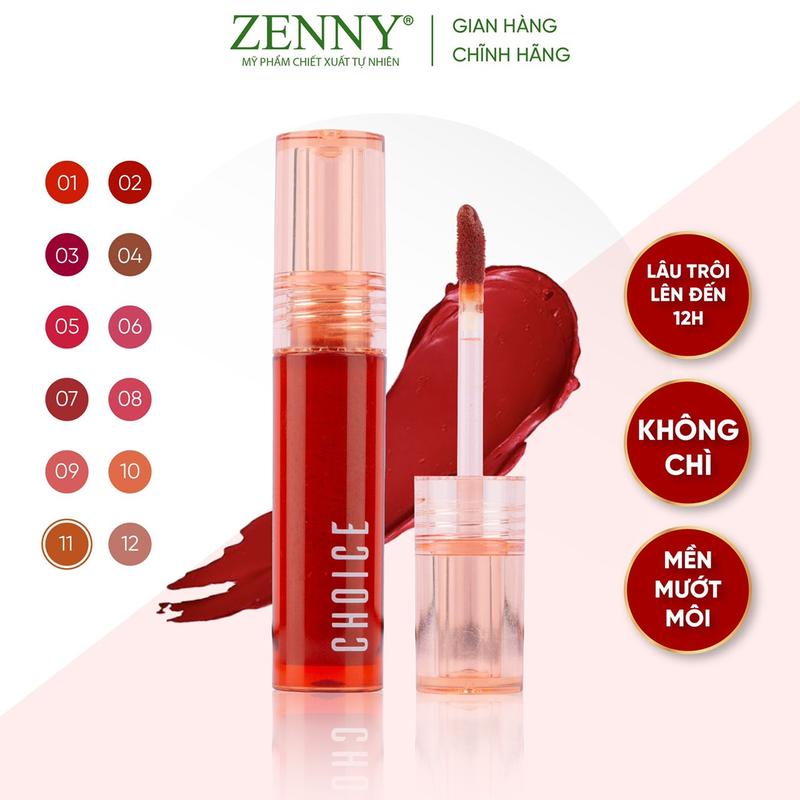 COMBO 2 THỎI Son Kem CHOICE ZENNY Siêu lì, không lem, không trôi, giữ màu 8-12h, môi xinh tự tin Cosmetic Mỹ Phẩm Trang Điểm Nữ Son Môi ink 45