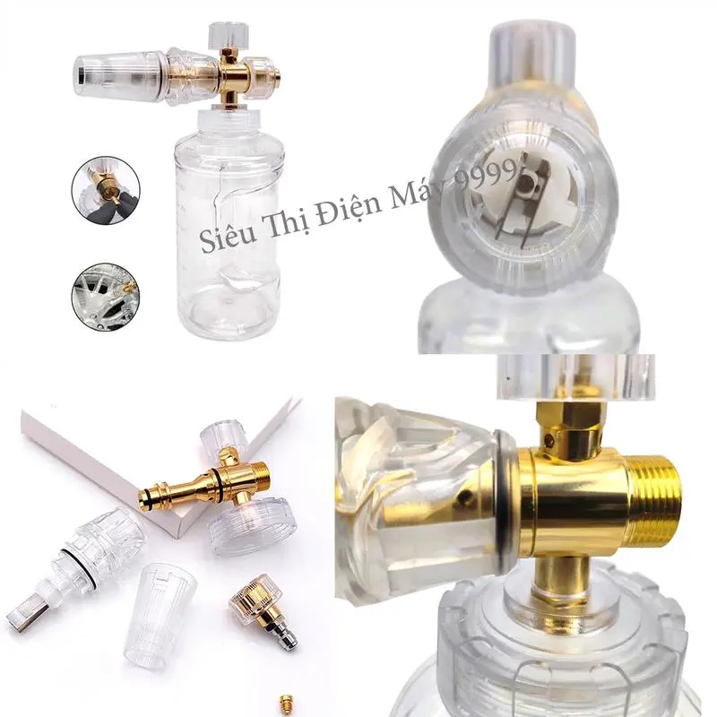 Bộ vòi xịt rửa xe và bình tạo bọt tuyết cao cấp cho máy rửa xe áp lực cao, máy xịt rửa  ( Bình Trong Xịn ) 3
