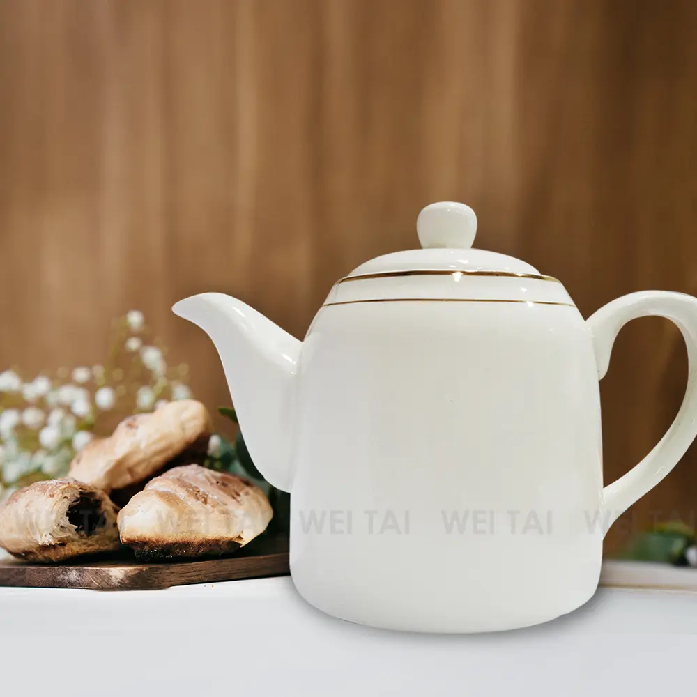 Coffee Pot Ceramic Teapot Gold Line Tea Kettle Kitchenware