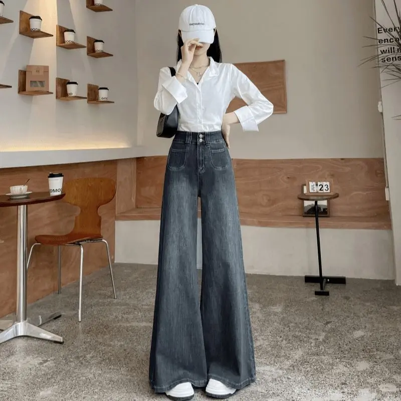 Quần Jean Ống Loe Cực Rộng, Phong Cách Cổ Điển, Cạp Cao, Dáng Rộng Rãi Và Bó Sát, Quần Dài Đến Sàn, Hình Quả Lê, Hàng Mới Về Mùa Xuân Hè, Năm 2025 6