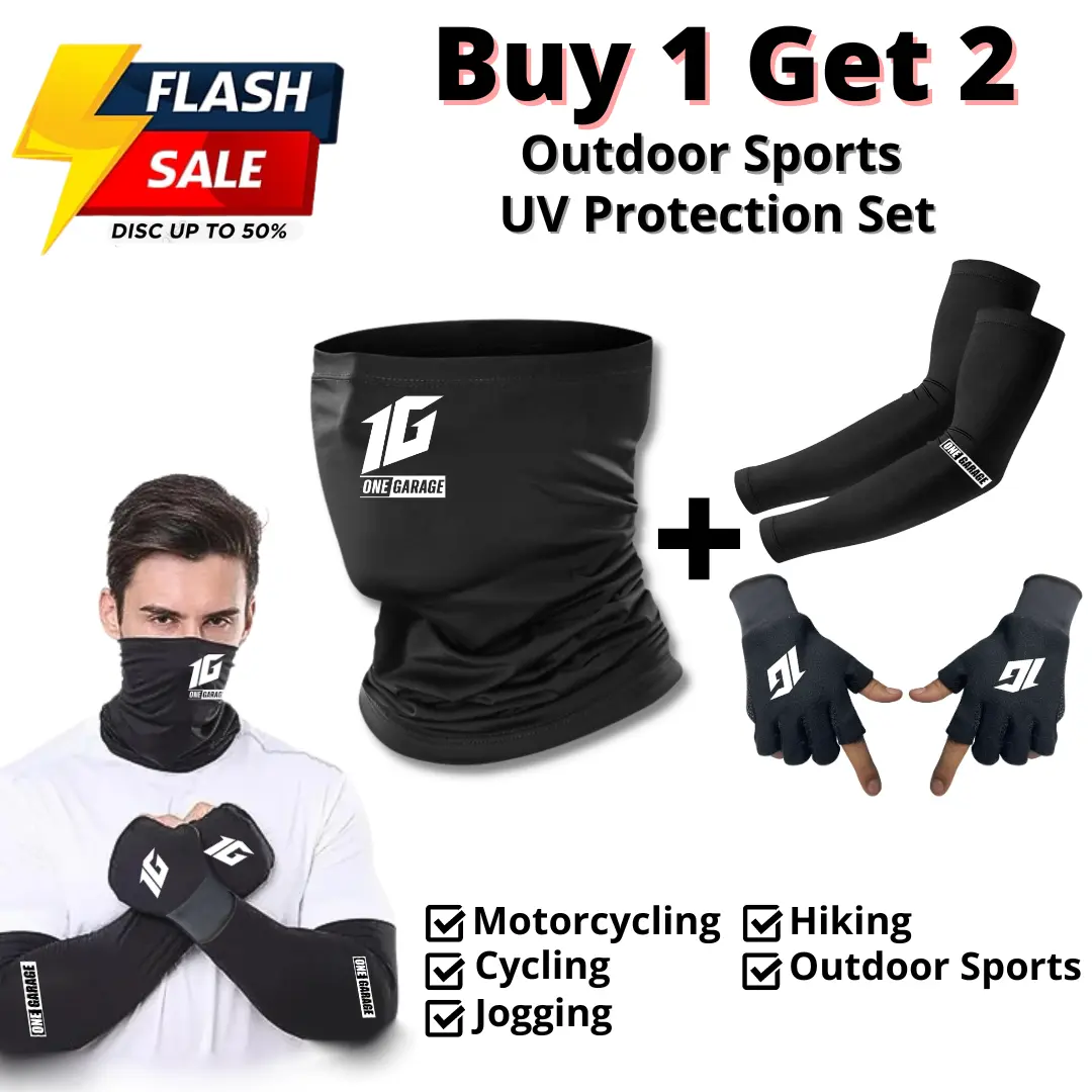 BUY 1 GET 2 FREE (TUBEMASK + 1 PAIR OF ARM SLEEVES & 1 OF PAIR HAND GLOVES) 1G ONE GARAGE / DAILY GRIND / SAFE / WITH COOLING SYSTEM AND UV PROTECTION / BREATHABLE / STRETCHABLE / FOR MOTORCYCLING / CYCLING / RIDING / JOGGING / HIKING / OUTDOOR SPORTS 001