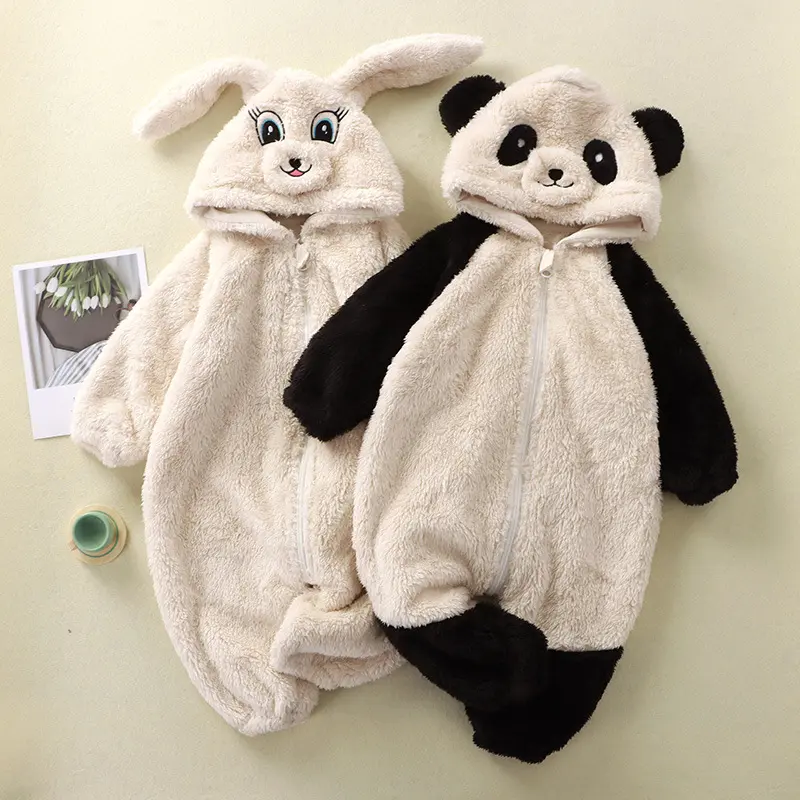 Bộ liền thân mùa đông lông cừu Gấu Panda , Bodysuit bé gái , Body bé trai hàng Quảng Châu Siêu Xịn Dễ Thương