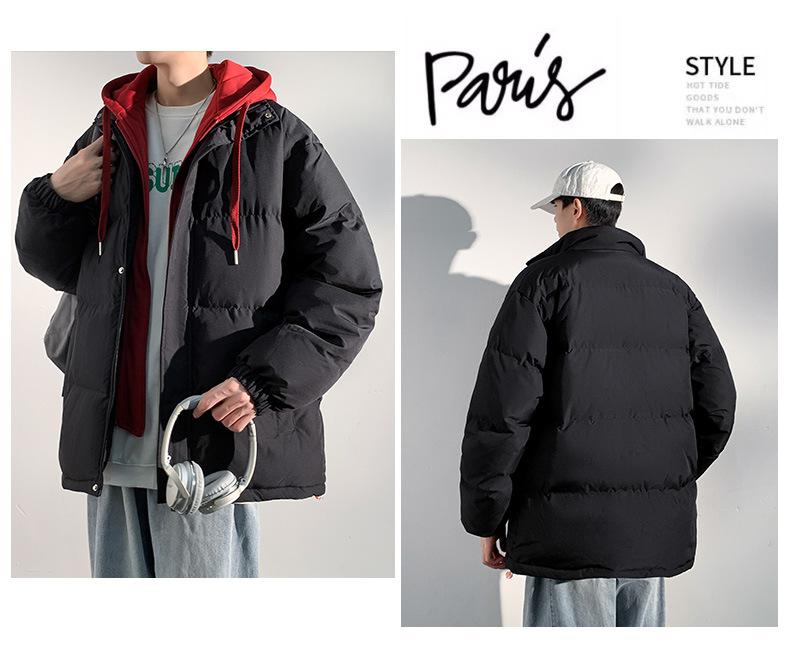 Product Introduction of 2025 Autumn and Winter New Couple's Cotton-Padded Coat Men's False Two Pieces Casual Jacket Loose Detachable Hooded plus Size Women's Bread Coat 14