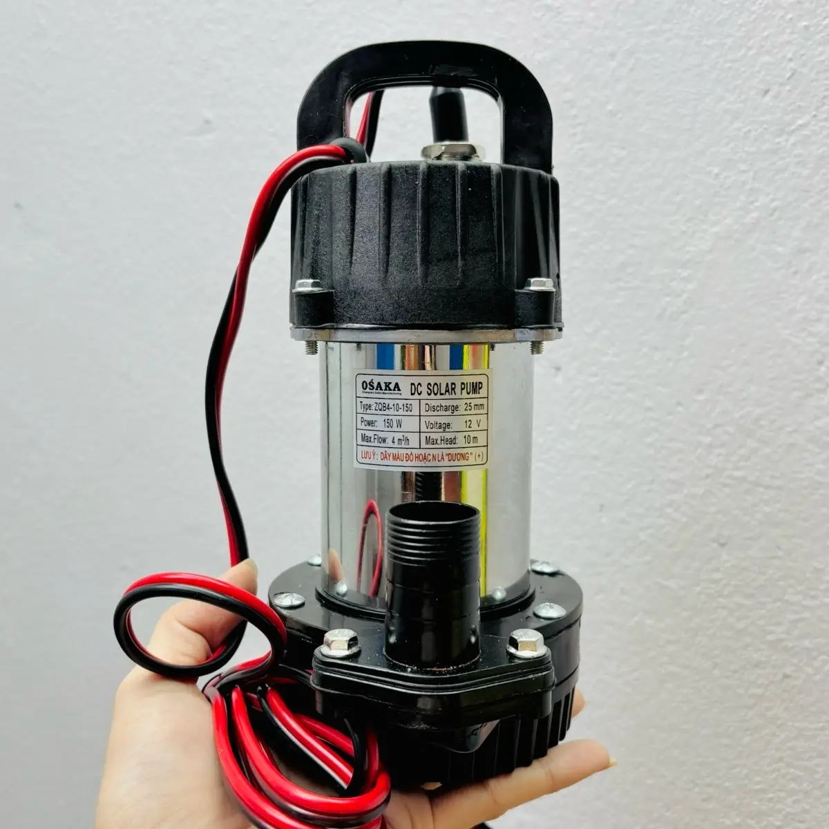 BƠM CHÌM DC 12V, CÔNG SUẤT 150W, DÂY ĐỒNG 100%, LƯU LƯỢNG 4M3/H, ĐẨY TỐI ĐA 10M, HỌNG XẢ 25MM - SHOPPIN'S maybom nuoc máy
