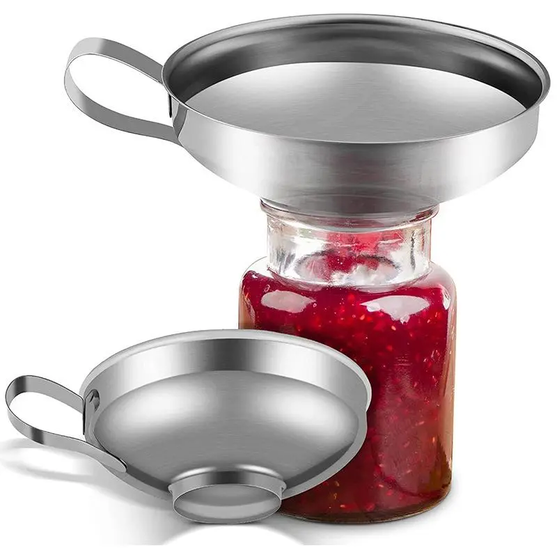 Stainless Steel Canning Funnel Set, 2 Counts Large Diameter Stainless Steel Funnels, Wide Mouth Canning Supplies for Home Kitchen