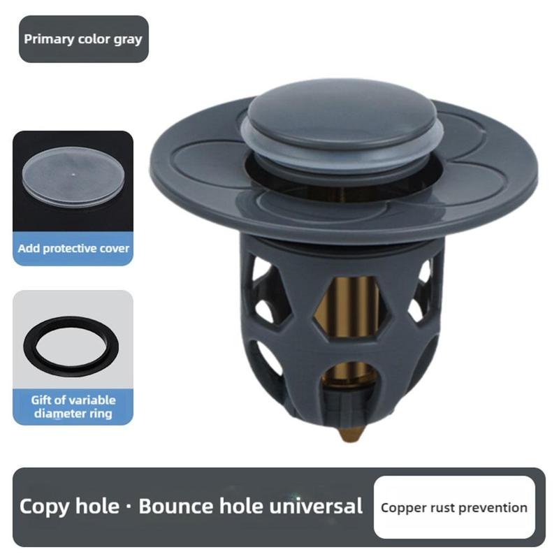 Product Introduction of Universal Sink  Washbasin Water Head Leaking Stopper Push-type Copper Basin Filter Bath Tub Drain Stopper Deodorant Plug Accessories 24