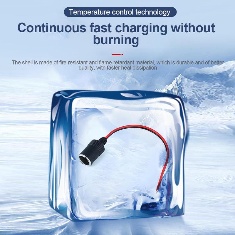 Product Introduction of KEBETMEE 12V car charger cable 10A/15A/20A female socket connector adapter 5