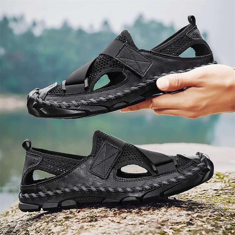 Giày Nam, Màu Đen, Cỡ Lớn, Thoáng Khí, Nhẹ, Chống Trượt, Vải Lưới Có Mùi Hôi, Mùa Hè 2025 Mới 1