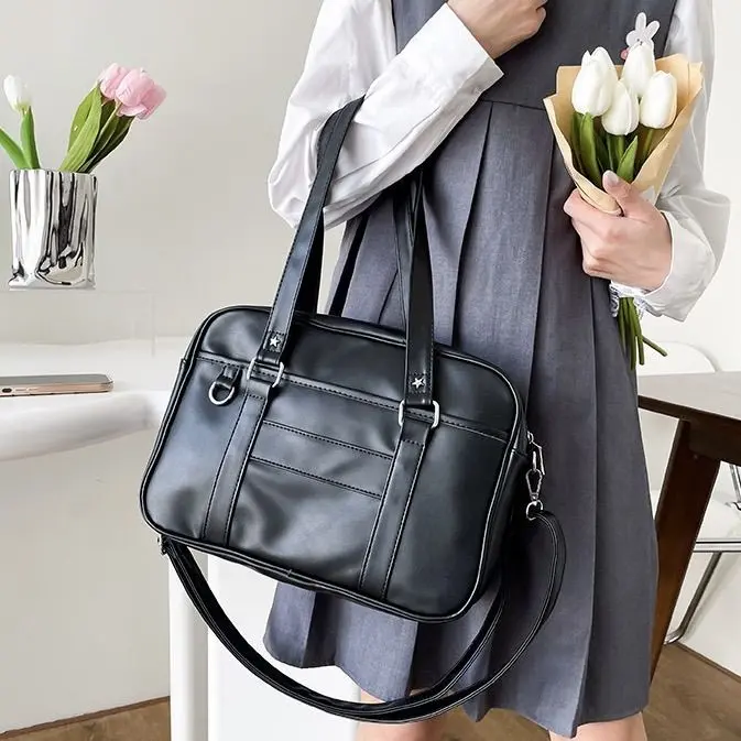 Túi Xách Đồng Phục JK Cơ Bản Đầu Tần, Cầm Tay Pu, Một Vai, Thích Hợp Cho Sinh Viên Đại Học, Dung Lượng Lớn, Nâng Cấp, Nhẹ, Thường Ngày