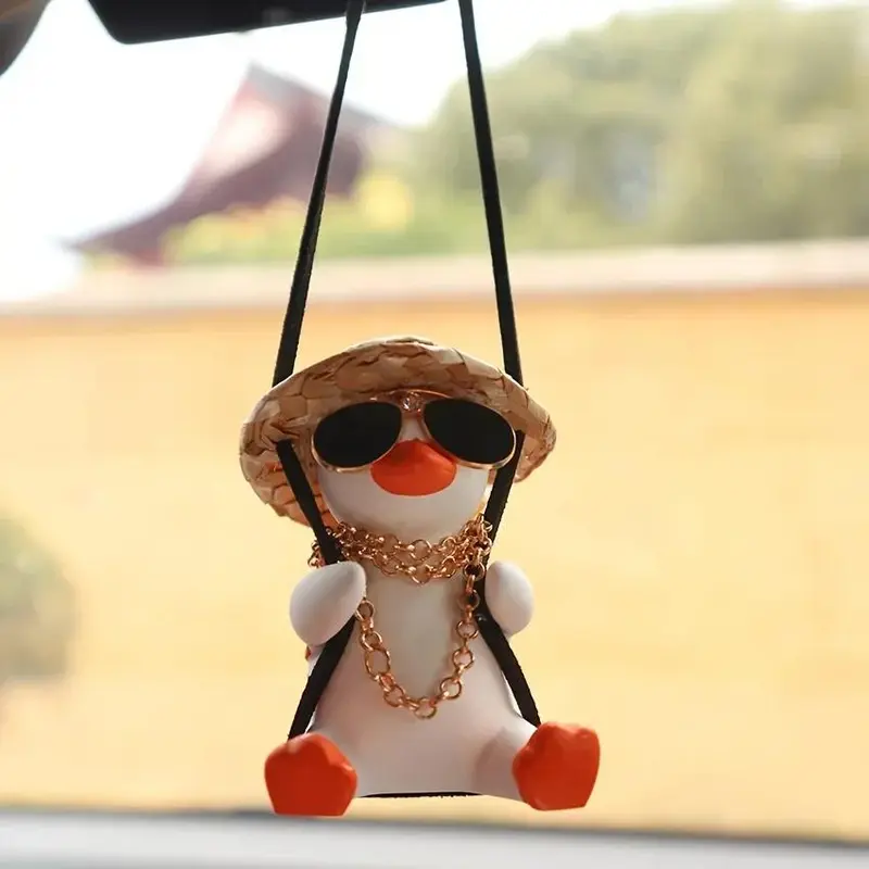 Cute Swinging Duck Design Car Ornament, Car Rearview Mirror Hanging Decoration, Car Interior Decoration Accessories for Women & Girls 6