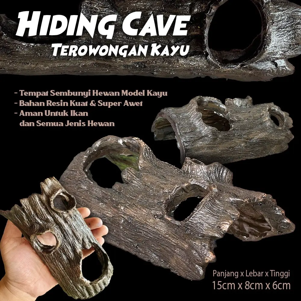 Hiding Cave Model Kayu Dekorasi Tempat Sembunyi Hewan