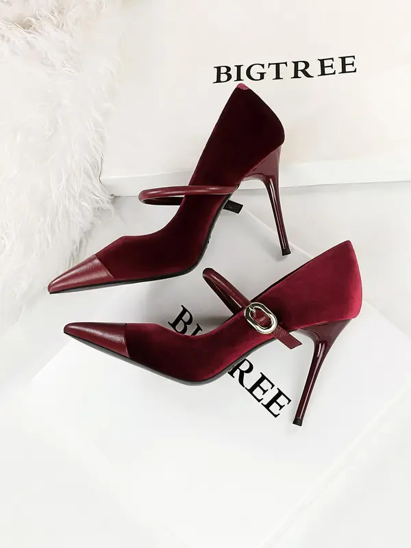 Women's Minimalist Temperament Solid Color Pointed Toe Stiletto Heels, Elegant Buckle Design High Heels for Party, Fashionable Heels for Women, Gift Ideas for Women Heelys, Shoes for Women 7