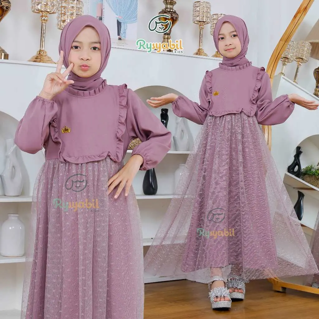Gamis Anak Naura Dress Pesta Tile Kondangan 2-10 Tahun