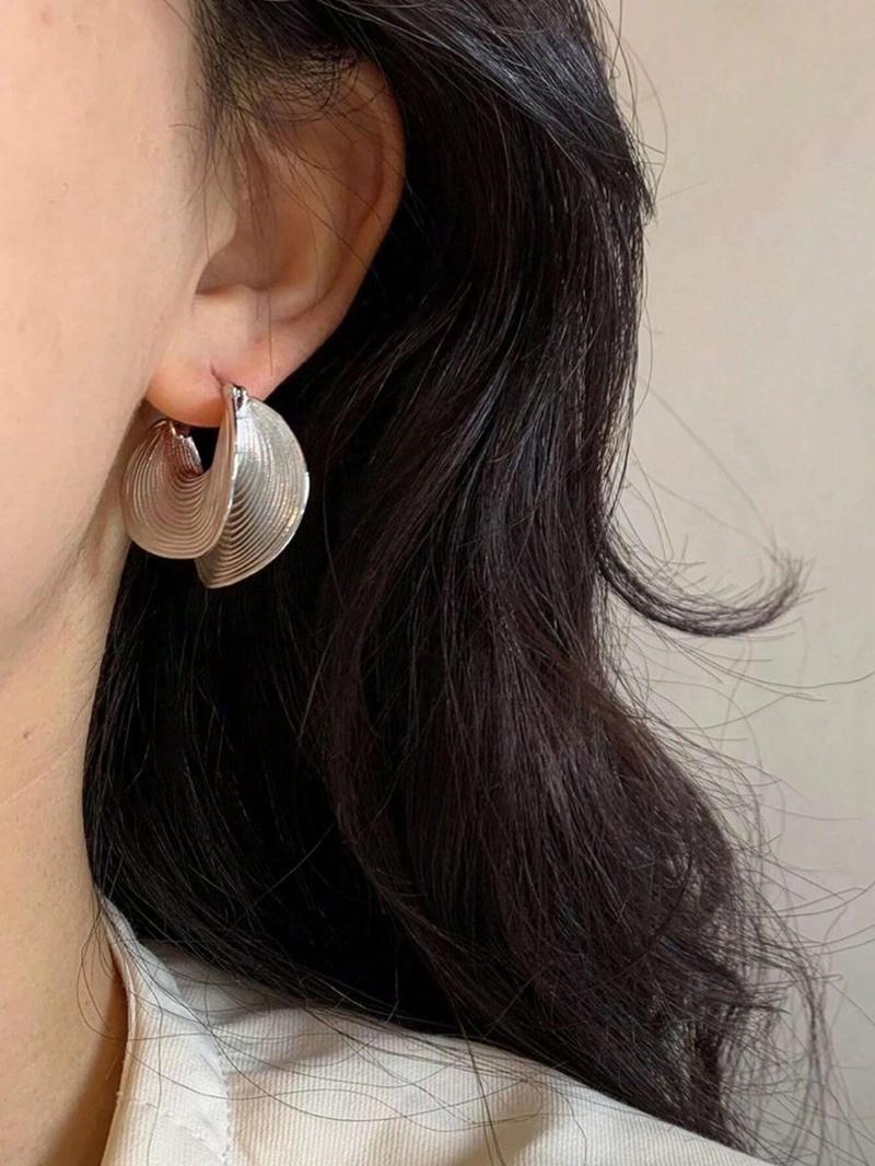Product Introduction of Women's Elegant Spiral Design Hoop Earrings, Fashionable Jewelry for Women for Party, Daily Clothing Decor, Trendy All-match & Exquisite Jewelry for Birthday Gift 9