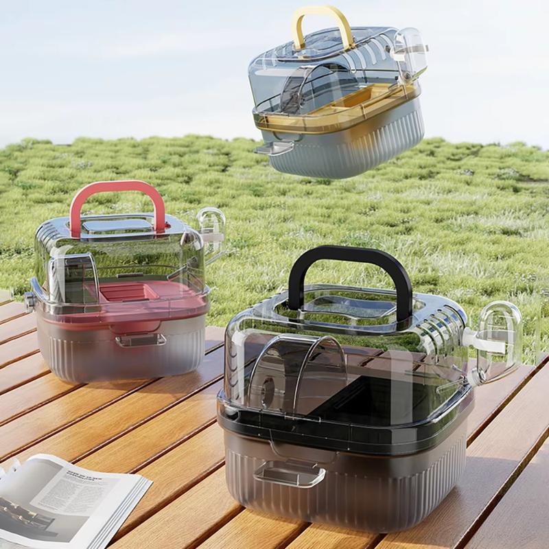 Product Introduction of New Portable Carrier Cage Translucent With Large Flip Cover Hamster Cage With Water Breathable Carrying Pet Supplies Hamster Bird 9
