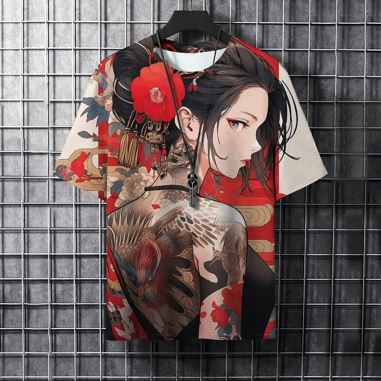 Áo Thun Hình Xăm Samurai, Dành Cho Nam Giới, Thời Trang Đường Phố Thường Ngày Phong Cách Harajuku, Hip-Hop, Cổ Tròn, Thiết Kế 3D, Thích Hợp Cho Mùa Hè