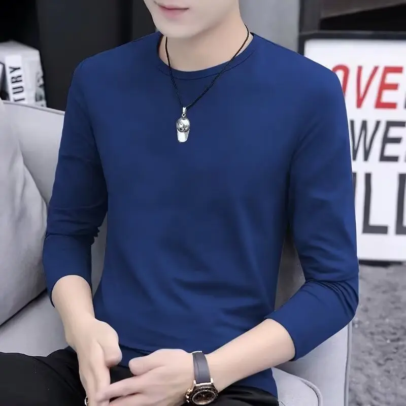 T Shirt for Men Angle 826 -- 2024 Autumn New Men's Crew Neck Casual Sweater Men's Long-Sleeved T-shirt Handsome Bottoming Shirt