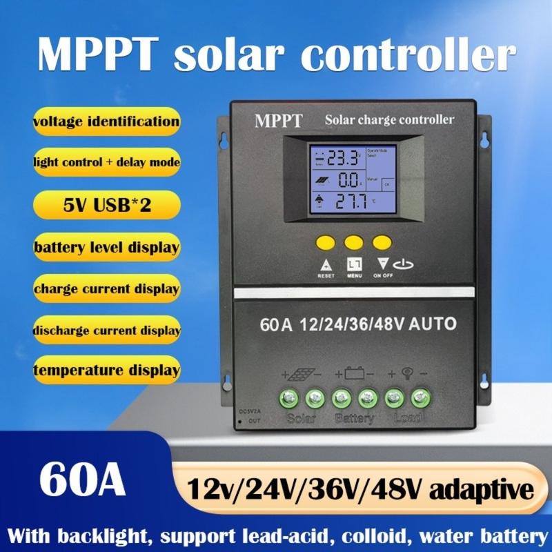 Mới Màn hình kỹ thuật số Bộ điều khiển năng lượng mặt trời MPPT 12V/48V Bảo vệ…