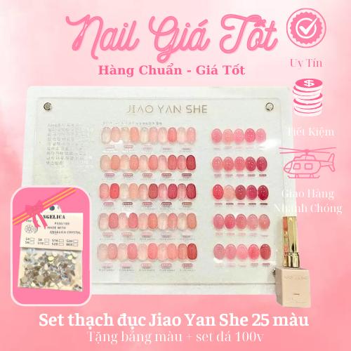 Set sơn thạch hồng JIAO YAN SHE chính hãng 25 màu (tặng kèm bảng màu + set đá 100v) [ Nail Giá Tốt ]